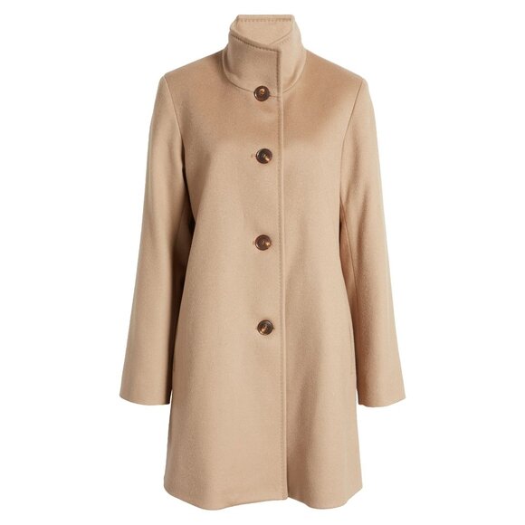 🆕FLEURETTE Dawn Wool Stand Collar Car Coat Camel Tan 10 - Picture 7 of 16